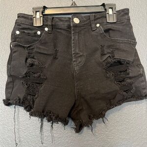 Almost Famous Black Distressed Jean Shorts